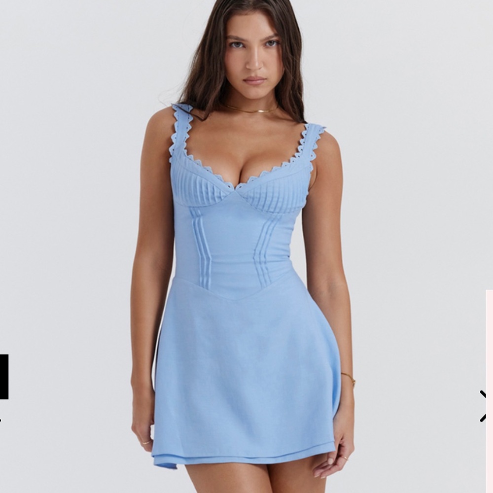 NWT House of CB pintuck mini dress, size small plus cup